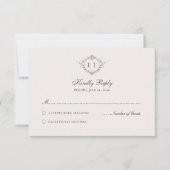 Elegant Country Monogram Wedding RSVP Card (正面)