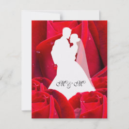 elegant couple red roses 招待状