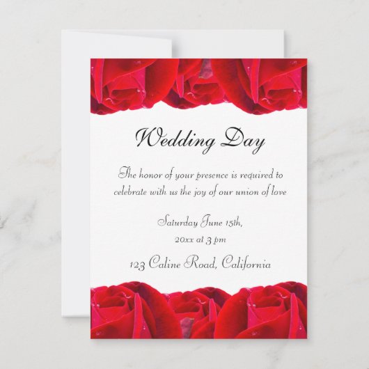 elegant couple red roses 招待状 (裏面)