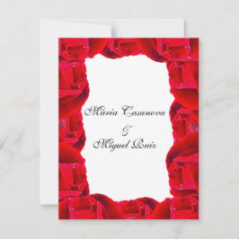 elegant couple red roses 招待状