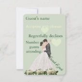 Elegant couples floral green RSVP card (正面)