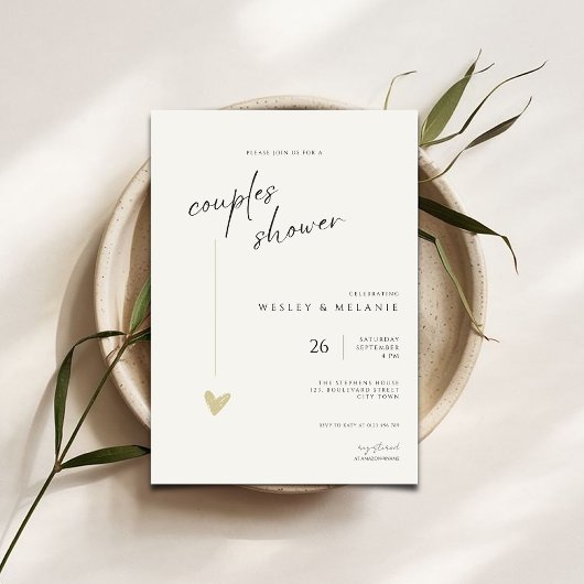 Elegant Couples Shower Calligraphy Typo Wedding  招待状