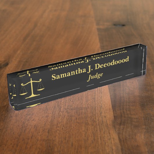 Elegant Court Judge Black Desk Nameplate デスクネームプレート (側面)