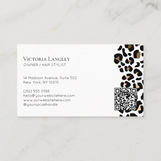 Elegant Couture Cheetah Leopard Print Luxury Brand 名刺 (裏面)