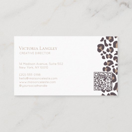 Elegant Couture Cheetah Leopard Print Luxury Brand 名刺 (裏面)