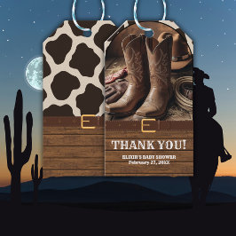 Elegant Cowgirl Boots Baby Shower ギフトタグ