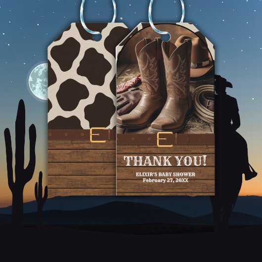 Elegant Cowgirl Boots Baby Shower ギフトタグ