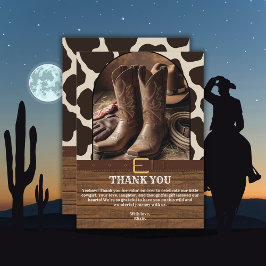 Elegant Cowgirl Boots Baby Shower サンキューカード