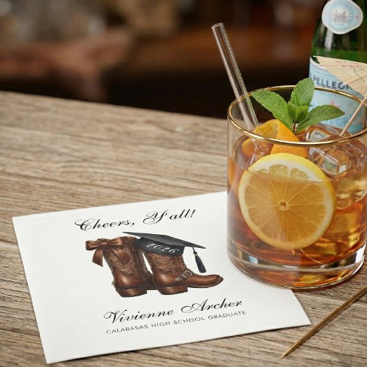 Elegant Cowgirl Bow Boots Graduation スタンダードカクテルナプキン