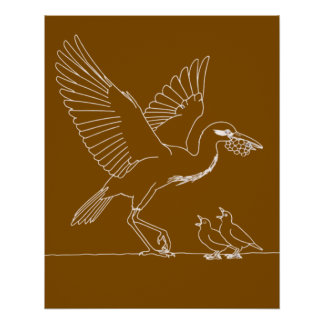 Elegant Crane Bird illustration  ポスター