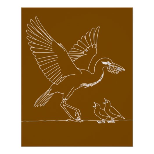 Elegant Crane Bird illustration  ポスター (正面)