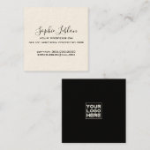 Elegant Cream and Black Card with Script Name スクエア名刺 (正面/裏面)