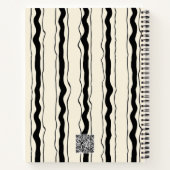 Elegant Cream and Black Stripes Heart Custom Name ノートブック (裏面)