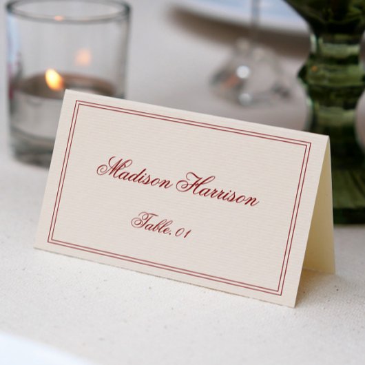 Elegant Cream and Burgundy Wedding Place Card DIY 招待状