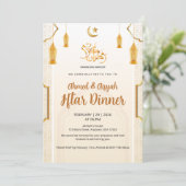 Elegant Cream and Gold Islamic Pattern Iftar 招待状 (スタンド正面)