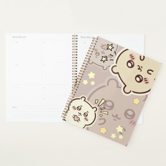 Elegant Cream Bear Pattern Weekly Planner  プランナー手帳 (ディスプレー)