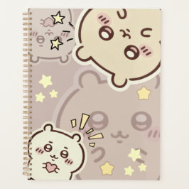 Elegant Cream Bear Pattern Weekly Planner  プランナー手帳