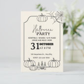 Elegant Cream & Black Halloween Party Invitation 招待状 (スタンド正面)