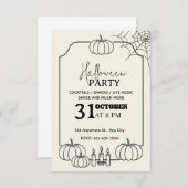 Elegant Cream & Black Halloween Party Invitation 招待状 (正面/裏面)