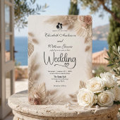 Elegant Cream Boho Rose Rustic Wedding 招待状