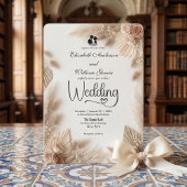 Elegant Cream Boho Rose Rustic Wedding 招待状