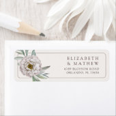 Elegant Cream & Brown Floral Wedding Label ラベル (インサイチュ)