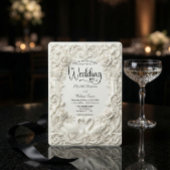 Elegant Cream Faux Sculpted Swans Wedding   招待状