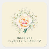 Elegant Cream Floral スクエアシール (正面)