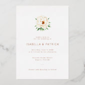 Elegant Cream Floral Wedding Invitation 箔招待状 (正面)