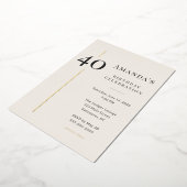 Elegant Cream & Gold 40th Birthday Celebration 箔招待状 (回転した状態)