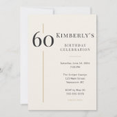 Elegant Cream & Gold 60th Birthday 招待状 (正面)