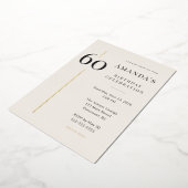 Elegant Cream & Gold 60th Birthday Celebration 箔招待状 (回転した状態)