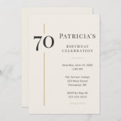 Elegant Cream & Gold 70th Birthday 招待状 (正面/裏面)