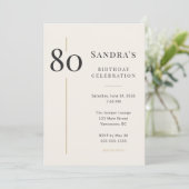 Elegant Cream & Gold 80th Birthday 招待状 (スタンド正面)