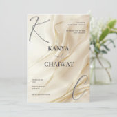 Elegant Cream Gold Wedding Invitation | Minimalist シーズンカード (スタンド正面)