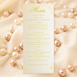 Elegant Cream Ivory and Gold Wedding Menu Card メニュー