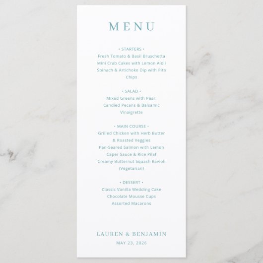 Elegant Cream Menu Card メニュー (正面)