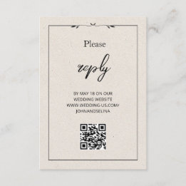 Elegant Cream Modern Text And QR Enclosure Card エンクロージャーカード