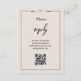 Elegant Cream Modern Text And QR Enclosure Card エンクロージャーカード