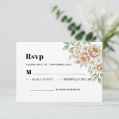 Elegant Cream Peony and White Rose Wedding 出欠カード (スタンド正面)