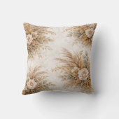 Elegant Cream Rose Boho Botanical Bouquet クッション (裏面)