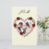 Elegant Cream Rose Heart Wedding Invitation (スタンド正面)
