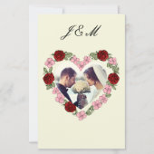 Elegant Cream Rose Heart Wedding Invitation (正面)