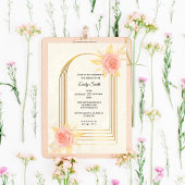 Elegant Cream Roses Golden  Luxury  Bridal Shower 招待状