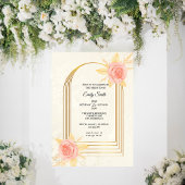 Elegant Cream Roses Golden  Luxury  Bridal Shower 招待状