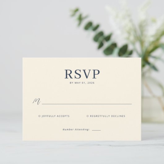 Elegant Cream RSVP Card (スタンド正面)