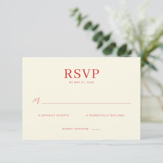 Elegant Cream RSVP Card (スタンド正面)