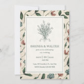 Elegant Cream Rustic Wildflower Sketch Wedding  招待状 (正面)