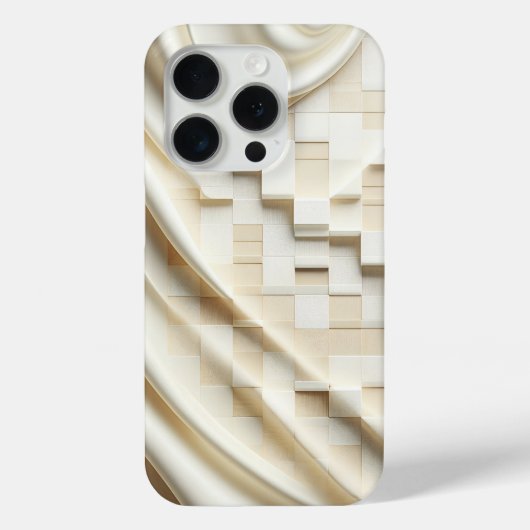 Elegant Cream Satin Drapery & 3D Cube Phone Case Case-Mate iPhoneケース (裏面)