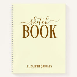 Elegant Cream Sketch Book with name gift for her ノートブック